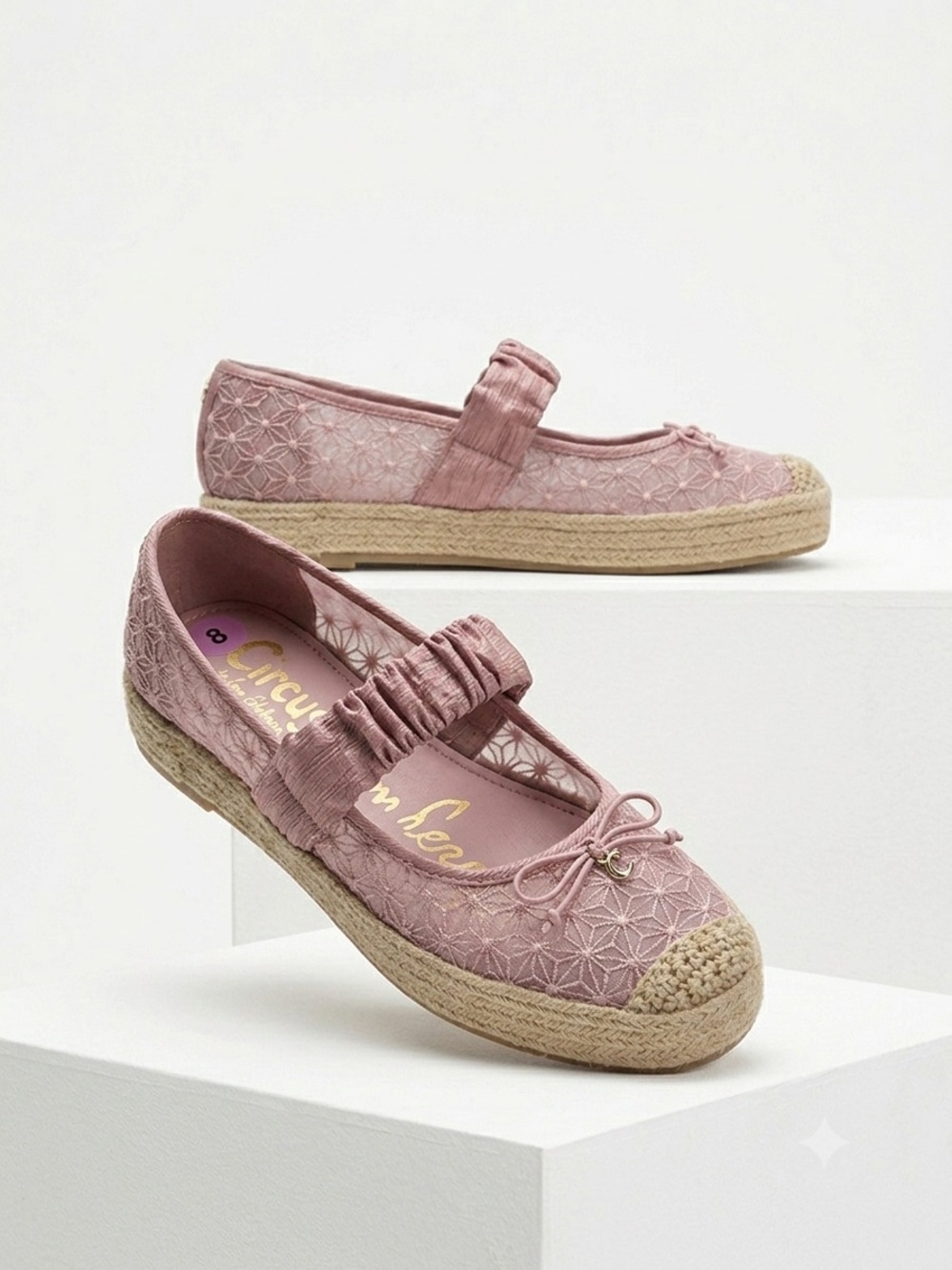 Circus NY by Sam Edelman Pink Mesh Lace Espadrille Mary Janes | Size 8 Coquette